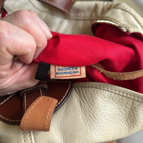 Vintage Dooney & Bourke tortoiseshell Elegant Cream Leather Tote Bag - Picture 10 of 12